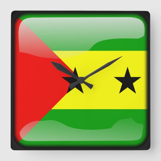 Flagge von São Tomé und Príncipe Quadratische Wanduhr (Vorderseite)