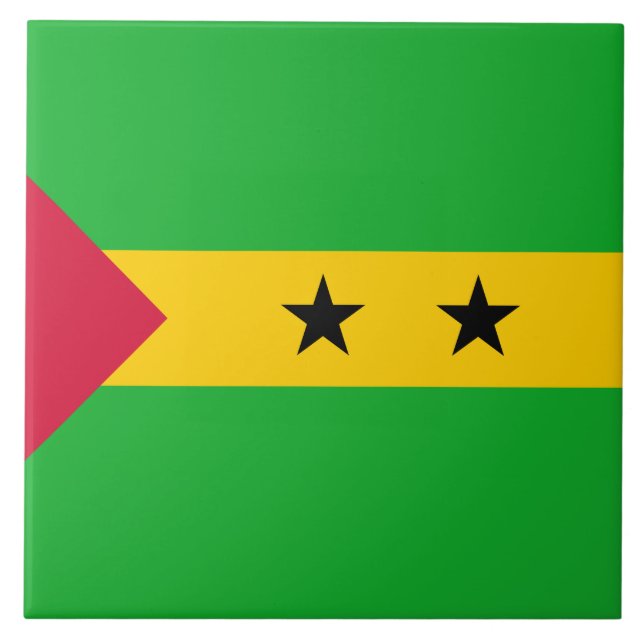 Flagge von São Tomé und Príncipe (São Tomé und Prí Fliese (Vorderseite)