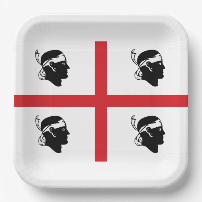 Flagge von Sardegna (Italien) Pappteller (Vorderseite)