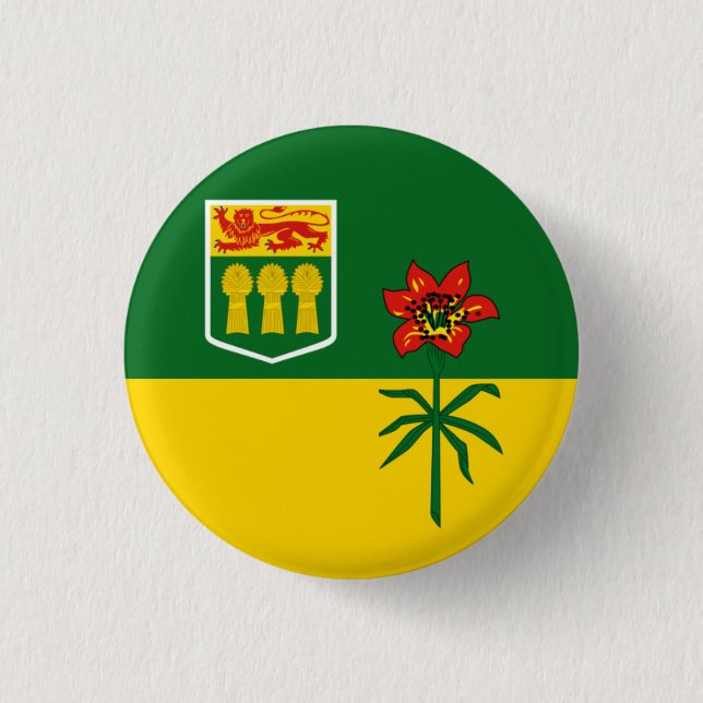 Flagge von Saskatchewan (KANADA) Button (Vorderseite)