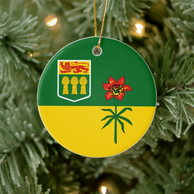 Flagge von Saskatchewan (KANADA) Keramik Ornament (Baum)