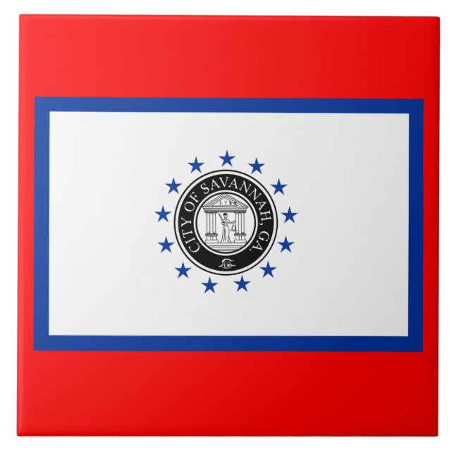 Flagge von Savannah (Georgien) Fliese (Vorderseite)