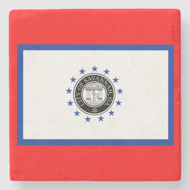 Flagge von Savannah (Georgien) Steinuntersetzer (Vorderseite)