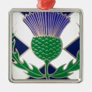 Flagge von Schottland und von Distel Silbernes Ornament