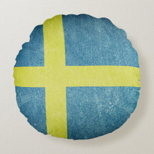 Flagge von Schweden Grunge Rundes Kissen