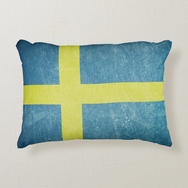 Flagge von Schweden Grunge Zierkissen (Vorderseite)