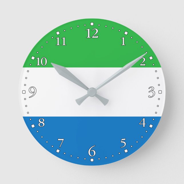 Flagge von Sierra Leone Runde Wanduhr (Vorderseite)