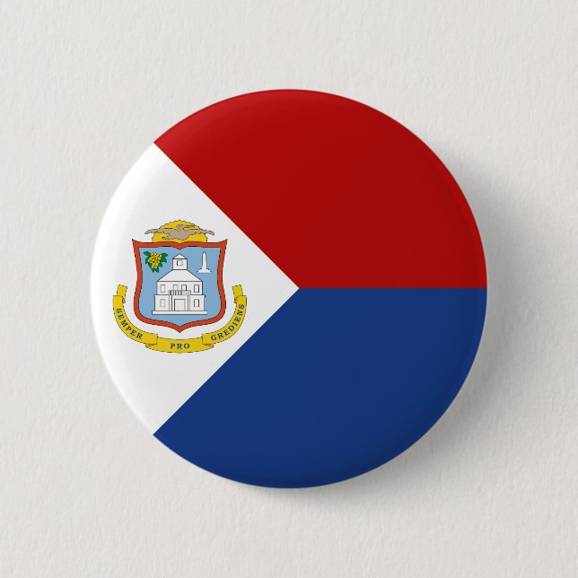 Flagge von Sint Maarten Button (Vorderseite)