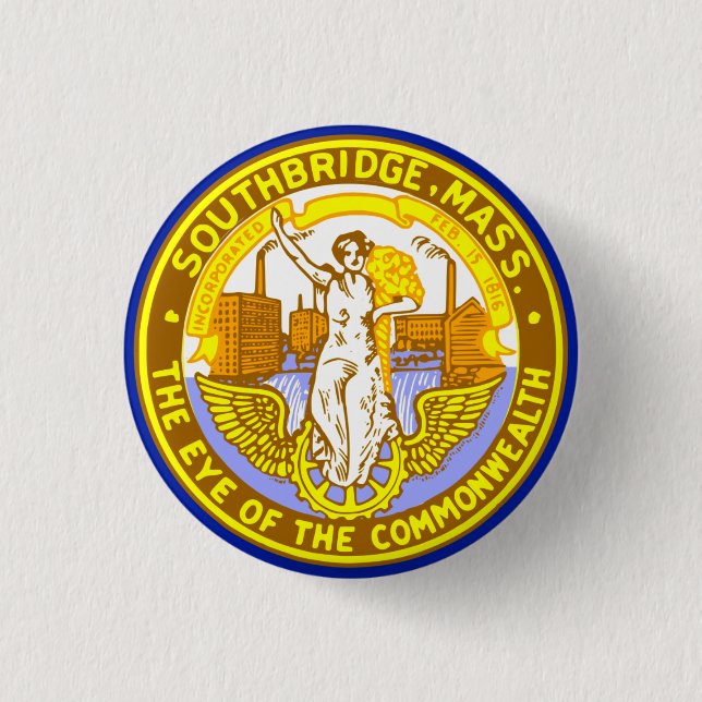 Flagge von Southbridge, Massachusetts Button (Vorderseite)