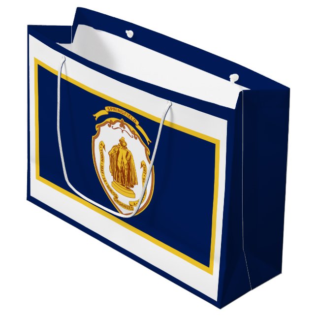 Flagge von Springfield, Massachusetts Große Geschenktüte (Vorderseite Schrägansicht)