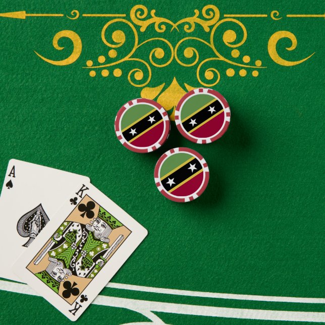 Flagge von St. Kitts und Nevis Pokerchips (Pokertisch (Stapel))