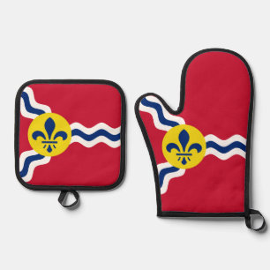Flagge von St. Louis, Missouri Round Pillow Ofenhandschuh & Topflappen-Set