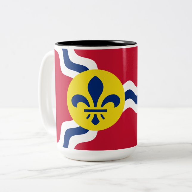 Flagge von St. Louis (Missouri) Zweifarbige Tasse (Vorderseite Links)