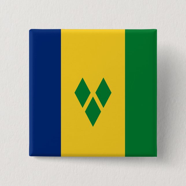 Flagge von St. Vincent und die Grenadinen Button (Vorderseite)
