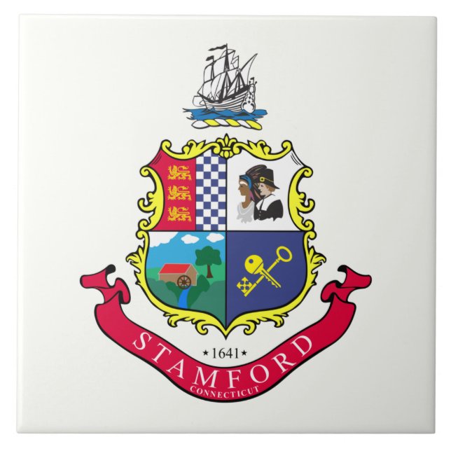 Flagge von Stamford (Connecticut) Fliese (Vorderseite)