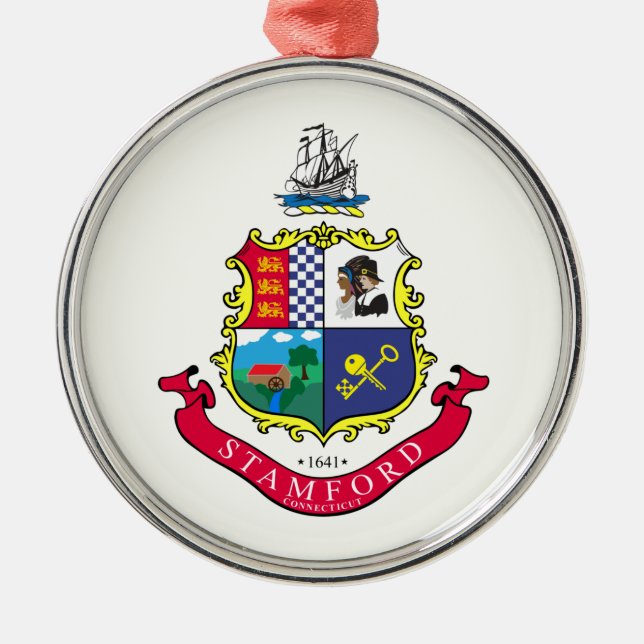 Flagge von Stamford (Connecticut) Ornament Aus Metall (Vorne)
