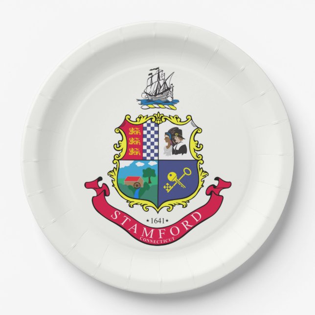 Flagge von Stamford (Connecticut) Pappteller (Vorderseite)