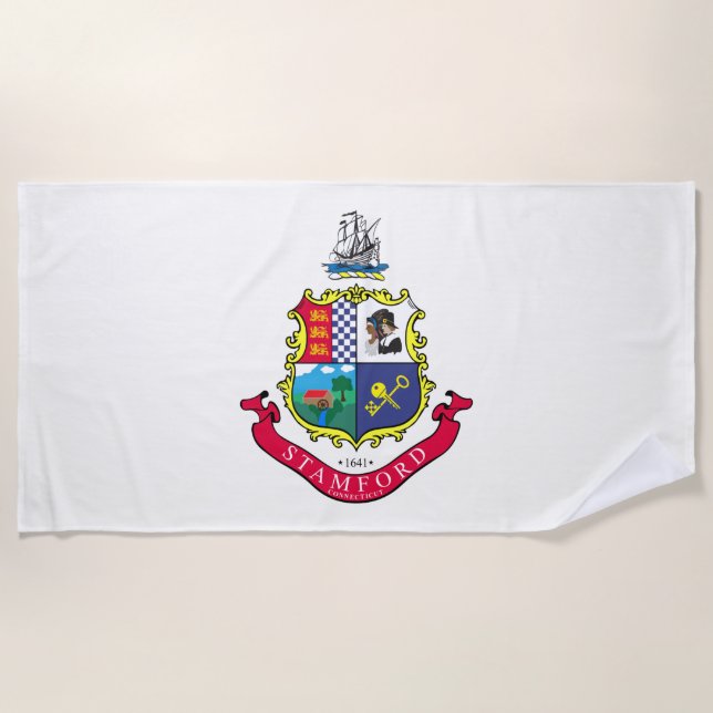 Flagge von Stamford (Connecticut) Strandtuch (Vorderseite)