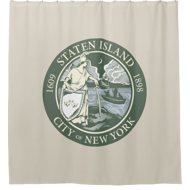 Flagge von Staten Island (Stadtbezirk von New York Duschvorhang (Vorderseite)