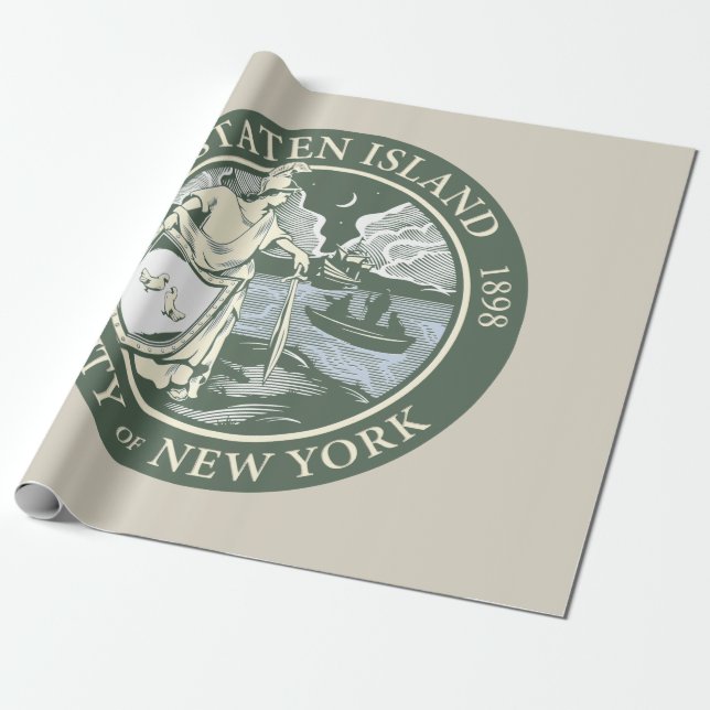 Flagge von Staten Island (Stadtbezirk von New York Geschenkpapier (Ungerollt)