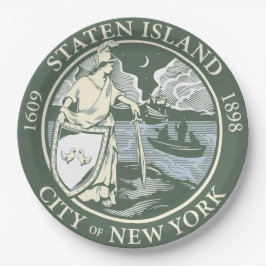 Flagge von Staten Island (Stadtbezirk von New York Pappteller