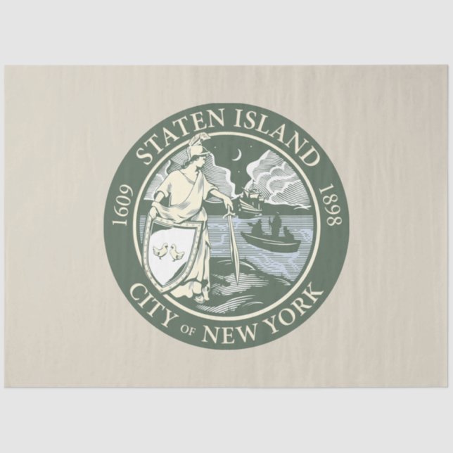 Flagge von Staten Island (Stadtbezirk von New York Seidenpapier (Vorderseite)