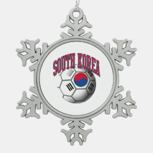 Flagge von Südkorea-Fußball Schneeflocken Zinn-Ornament