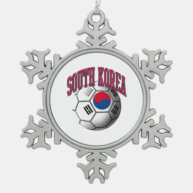 Flagge von Südkorea-Fußball Schneeflocken Zinn-Ornament (Vorderseite)