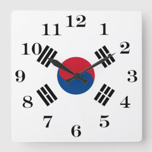Flagge von Südkorea Quadratische Wanduhr
