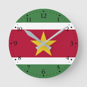 Flagge von Surinam Runde Wanduhr