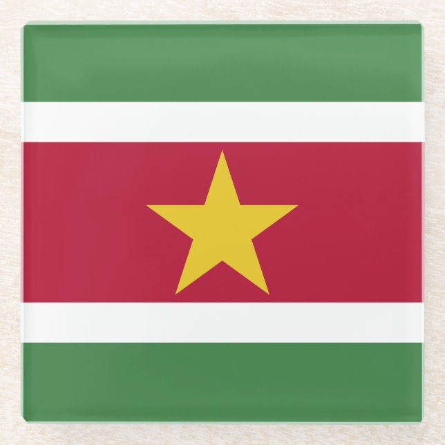 Flagge von Suriname Glasuntersetzer (Vorderseite)