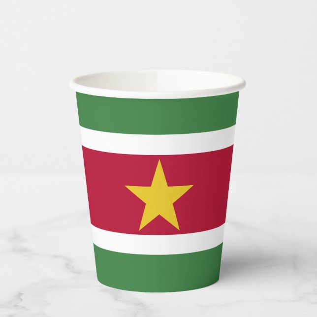 Flagge von Suriname Pappbecher (Links)