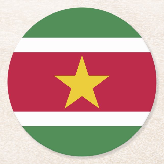 Flagge von Suriname Runder Pappuntersetzer (Vorderseite)