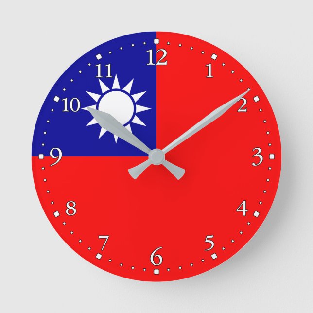 Flagge von Taiwan Runde Wanduhr (Vorderseite)