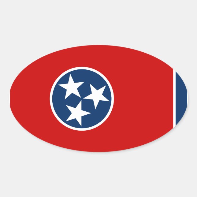 Flagge von Tennessee Ovaler Aufkleber (Vorderseite)