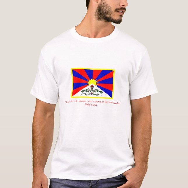 Flagge von Tibet-Zitat Dalai Lama T-Shirt (Vorderseite)