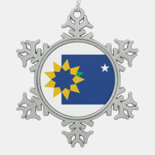 Flagge von Topeka, Kansas Schneeflocken Zinn-Ornament