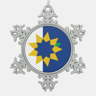 Flagge von Topeka, Kansas Schneeflocken Zinn-Ornament
