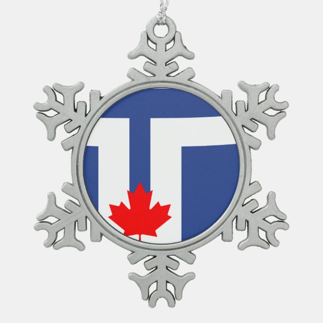 Flagge von Toronto, Ontari Schneeflocken Zinn-Ornament (Vorderseite)