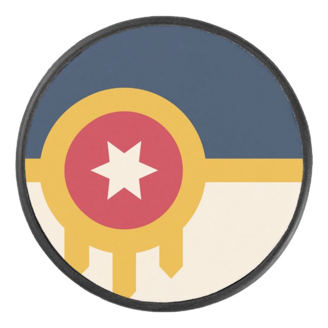 Flagge von Tulsa, Oklahoma Eishockey Puck (Vorderseite)