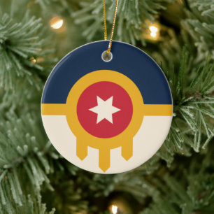 Flagge von Tulsa (Oklahoma) Keramik Ornament