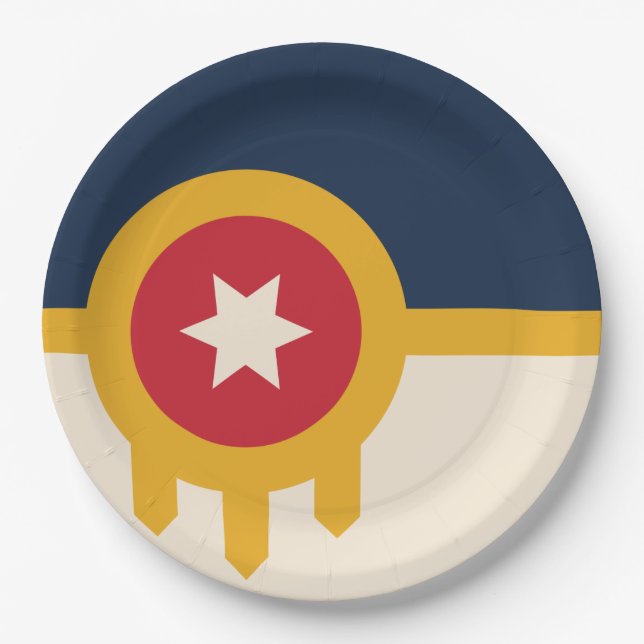 Flagge von Tulsa, Oklahoma Pappteller (Vorderseite)