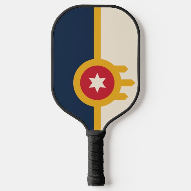 Flagge von Tulsa, Oklahoma Pickleball Schläger (Vorderseite)