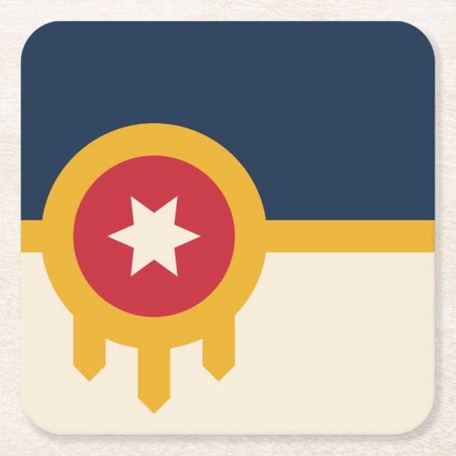 Flagge von Tulsa, Oklahoma Rechteckiger Pappuntersetzer (Vorderseite)