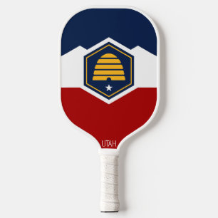 Flagge von Utah (Beehive Flag) Pickleball Schläger