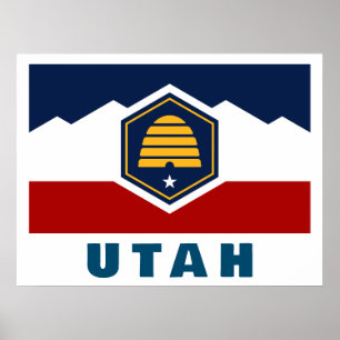 Flagge von Utah (Beehive Flag) Poster