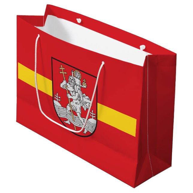 Flagge von Vilnius, Litauen Große Geschenktasche Große Geschenktüte (Vorderseite Schrägansicht)