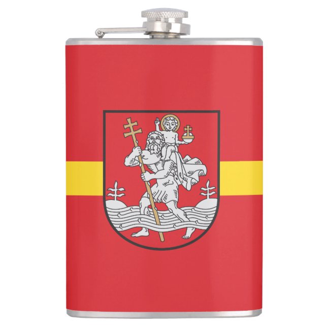 Flagge von Vilnius, Litauen Hip Flask Flachmann (Vorderseite)