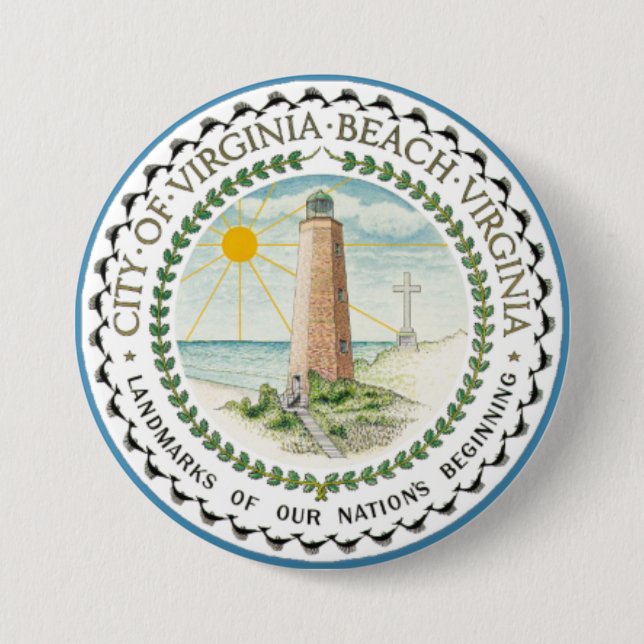 Flagge von Virginia Beach, Virginia Button (Vorderseite)