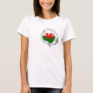 Flagge von wahre Farbwaliser-Stolz Wales zerrissen T-Shirt